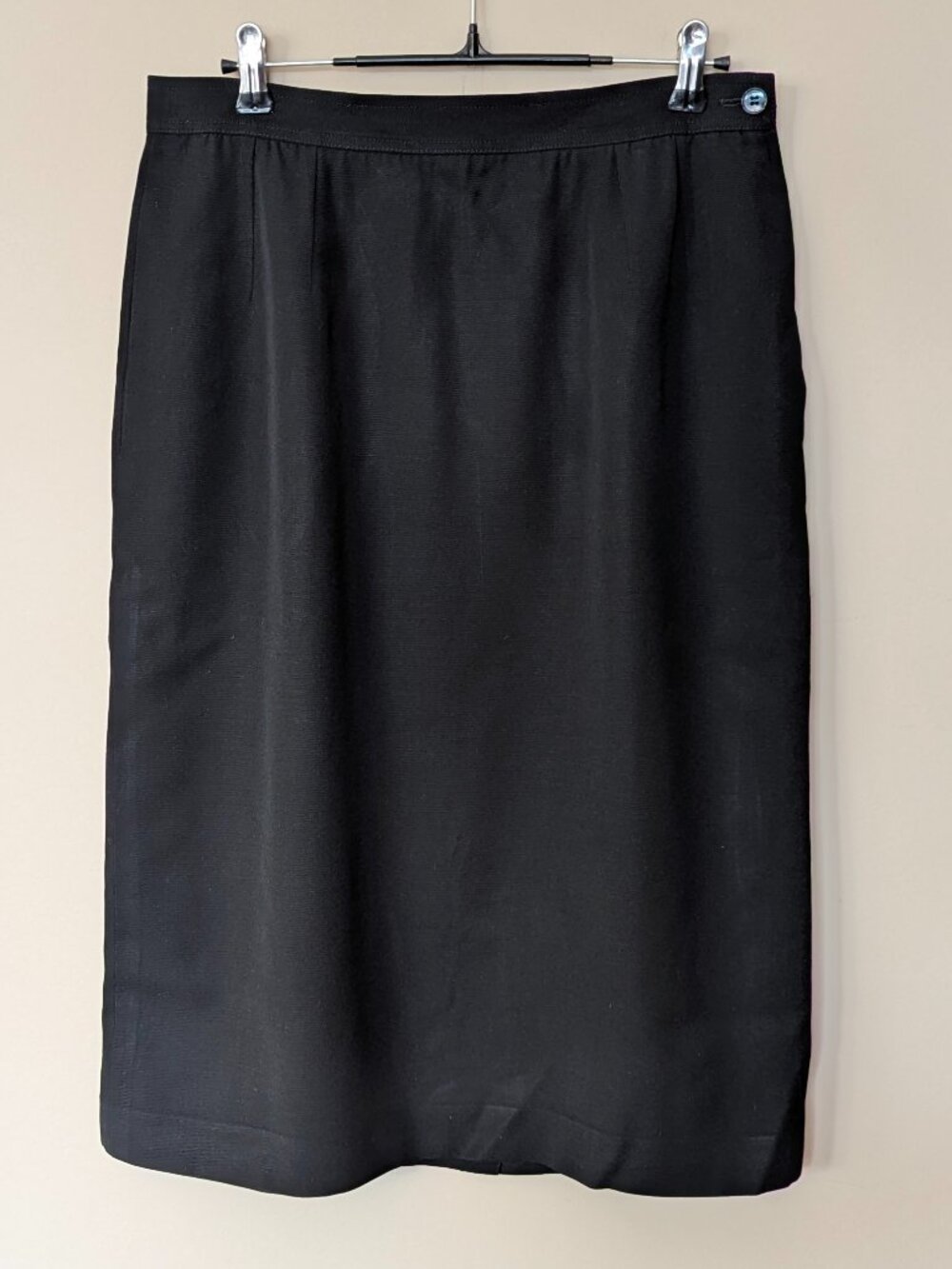 Vintage Valentino Miss V Italian Wool Black Pencil Skirt Size 46/US 12